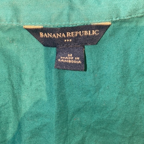 Banana  Republic green sleeveless button down shirt blouse Sz M - Picture 3 of 8